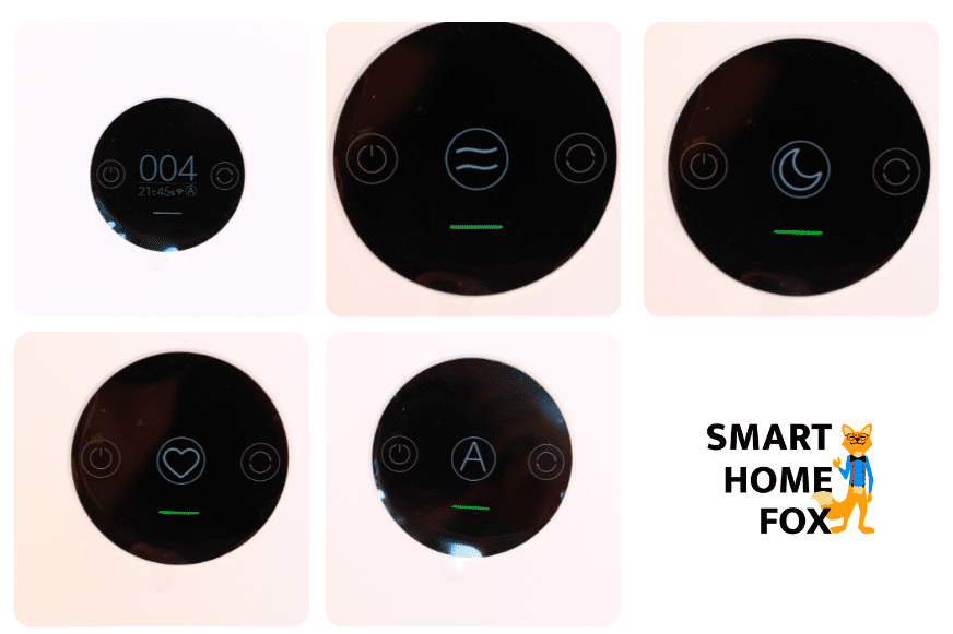 Auf dem Display des Xiaomi Mi Air Purifier Pro H Luftreinigers werden unterschiedliche Einstellungen und Informationen angezeigt